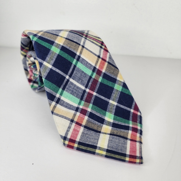 SADDLEBRED Multi-color Plaid Tie. - Picture 6 of 6